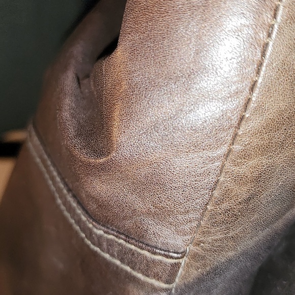 Long Leather Ladies Jacket Chocolate Brown - Picture 3 of 4